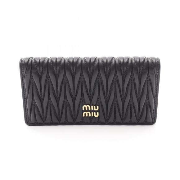 Miu Miu Handbags - Miu Miu Matelasse Bi fold Long Wallet Leather Black